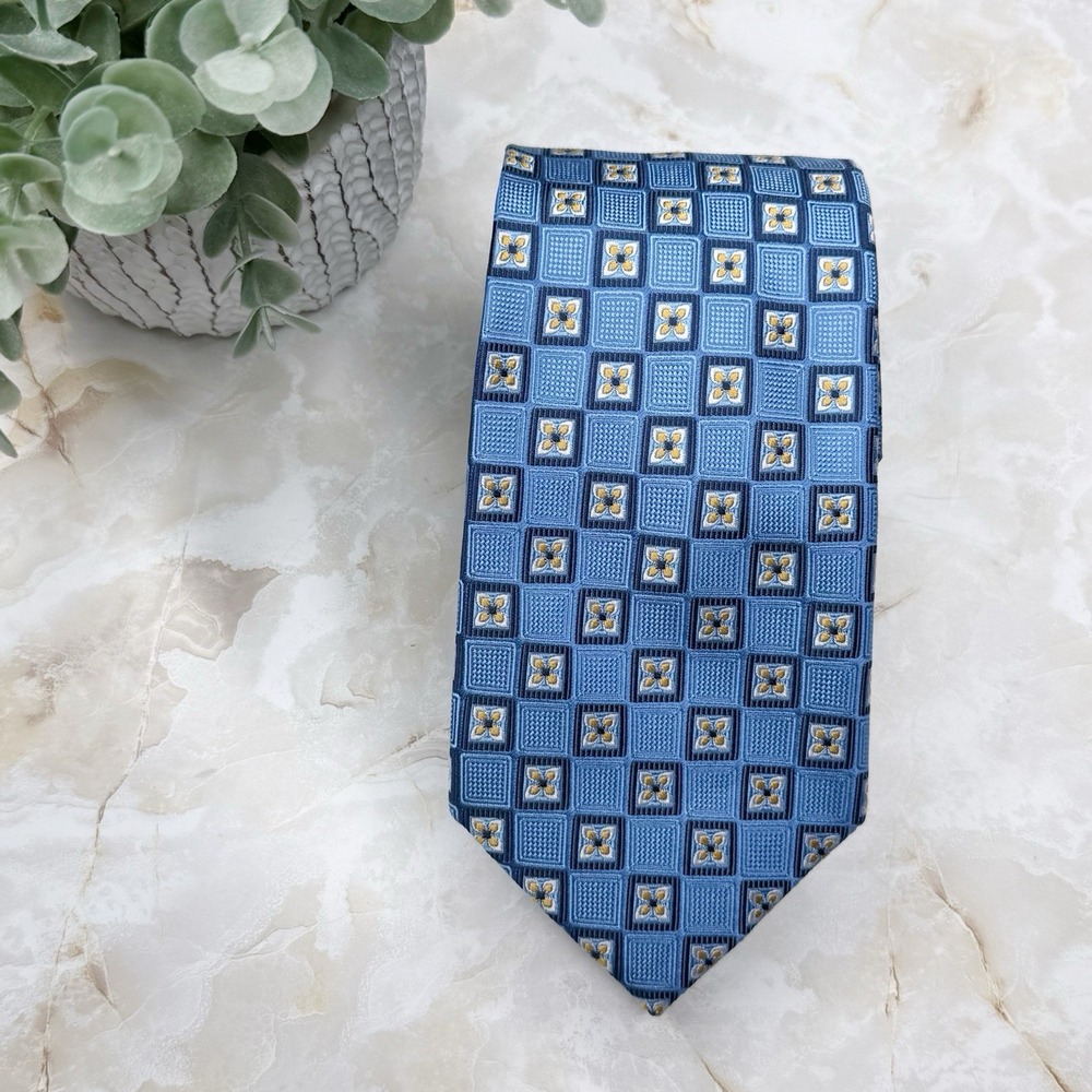 NWOT Jos. A. Bank Executive Collection Silk Tie Blue Yellow 3 1/2" - 59" Preppy